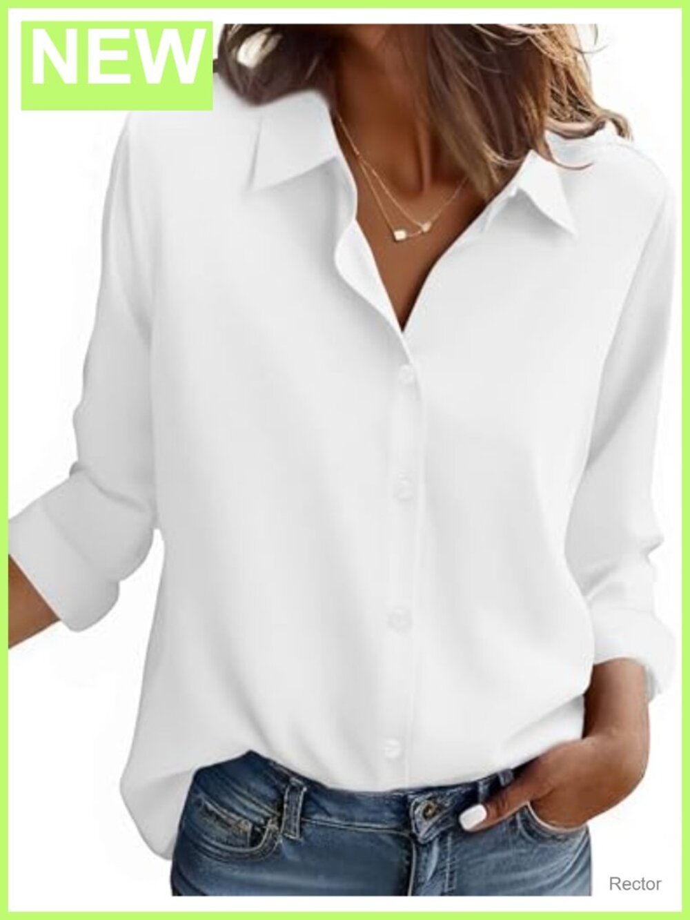 Button Down Shirt Long Sleeve Blouses V-Neck Casual Work Top
